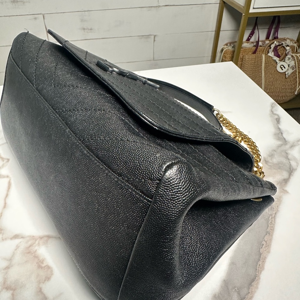 SOLD ❌❌❌ Yves Saint Laurent Black Chevron Shoulder Bag with Gold Chain - Picture 10 of 15